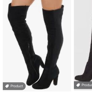 Faux suede heeled boots